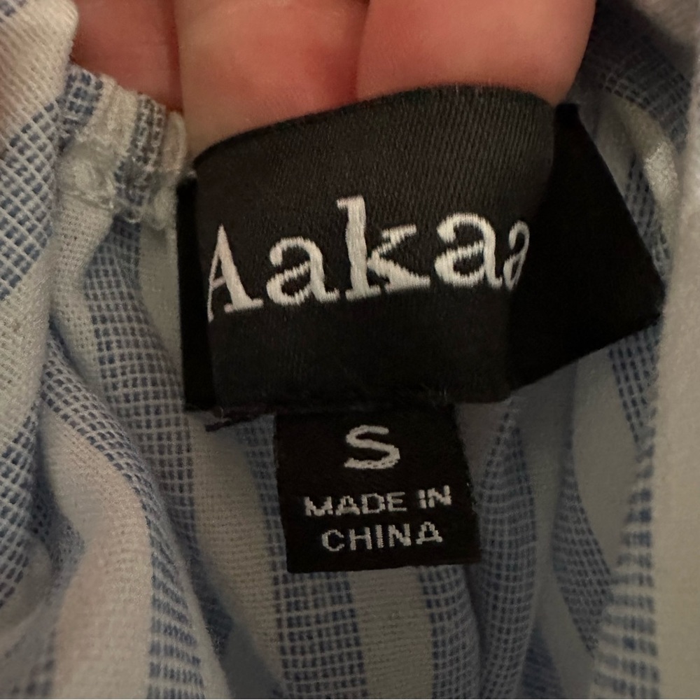 Aakaa Blue and White Striped Tie-BackDress - Picture 15 of 15